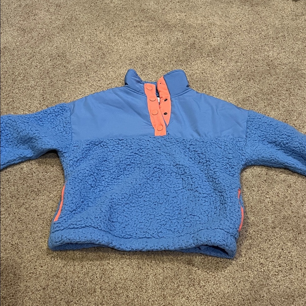 Hippie Rose Blue and Orange Kids Fleece Pull Over